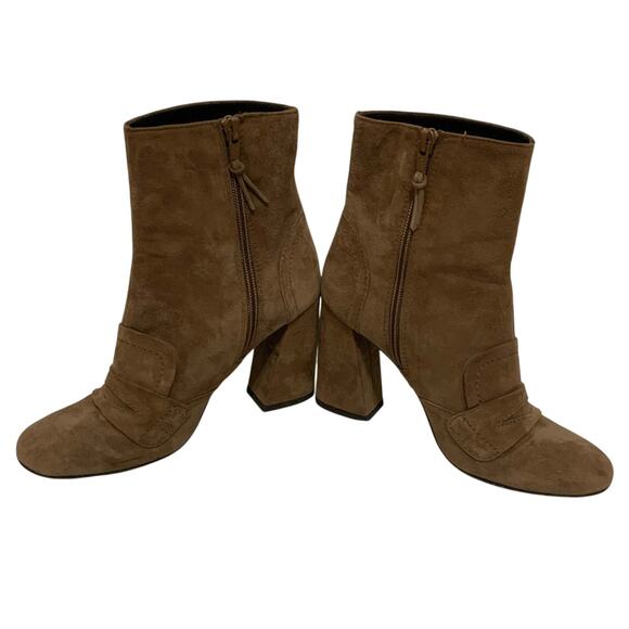 New Stuart Weitzman Moxanne Penny Slot Boot Brown Suede Size 6 - Picture 2 of 8
